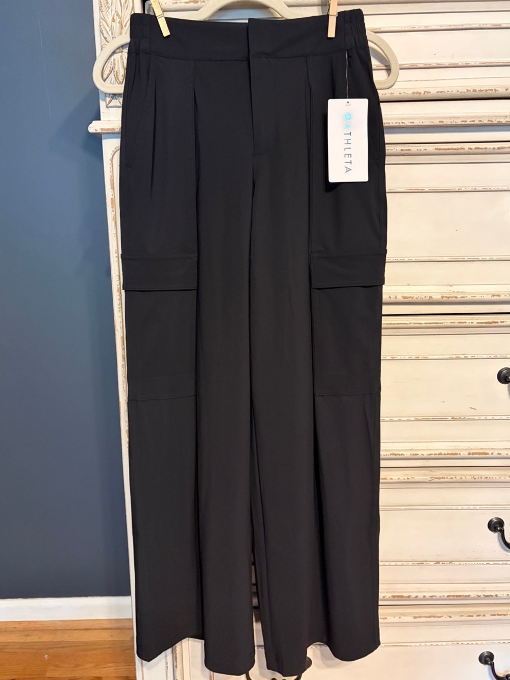 Athleta Black Wide-Leg Cargo Trousers